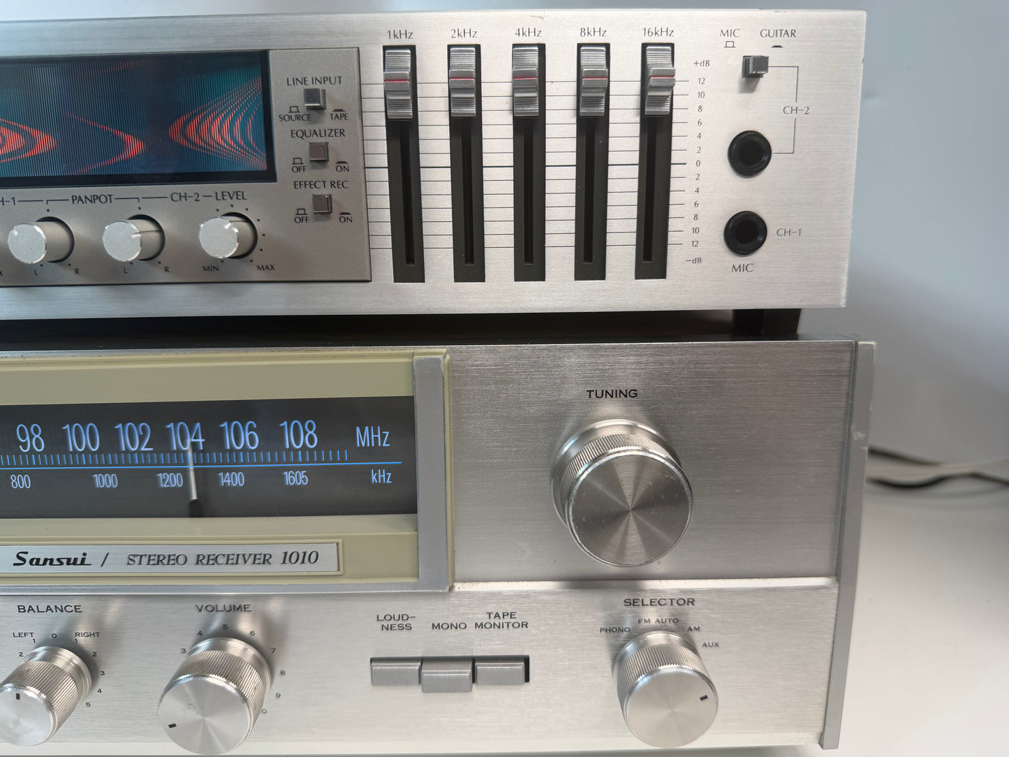 Sansui 1010 + RG-7 Equalizer Reverb Custom Blue LED Vintage HiFi Bundle