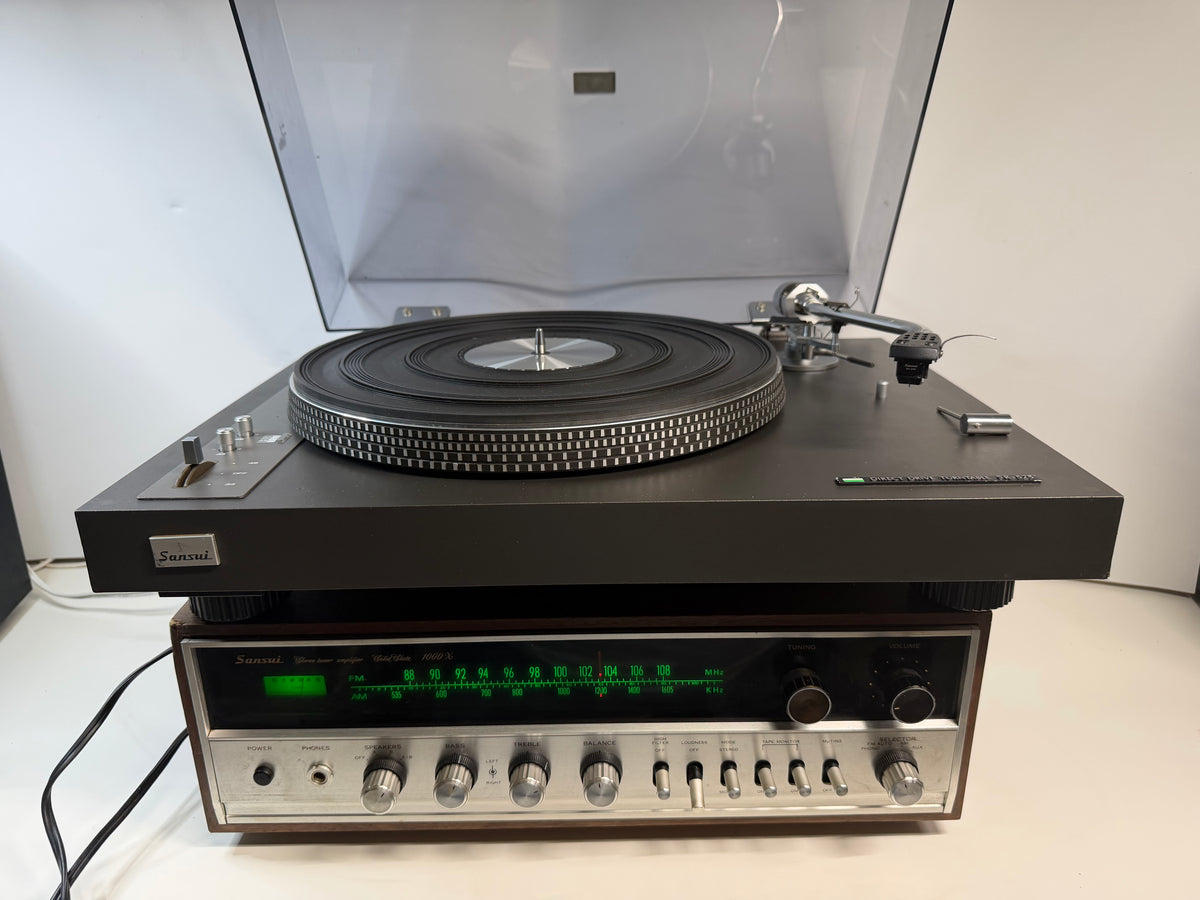 Sansui 1000X Receiver & SR-525 Turntable Vintage Stereo System Tested