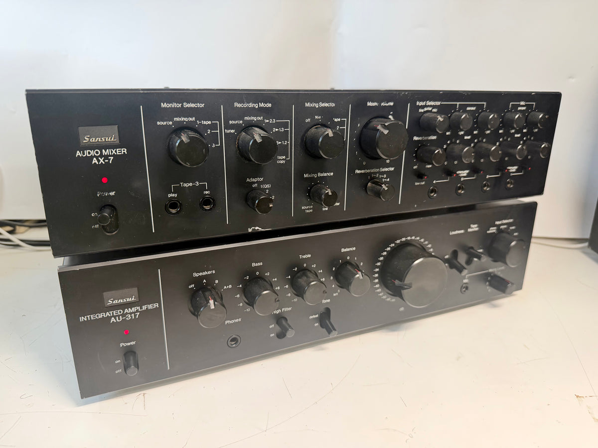 Sansui AU-317 Integrated Amplifier + AX-7 Audio Mixer Processor Tested