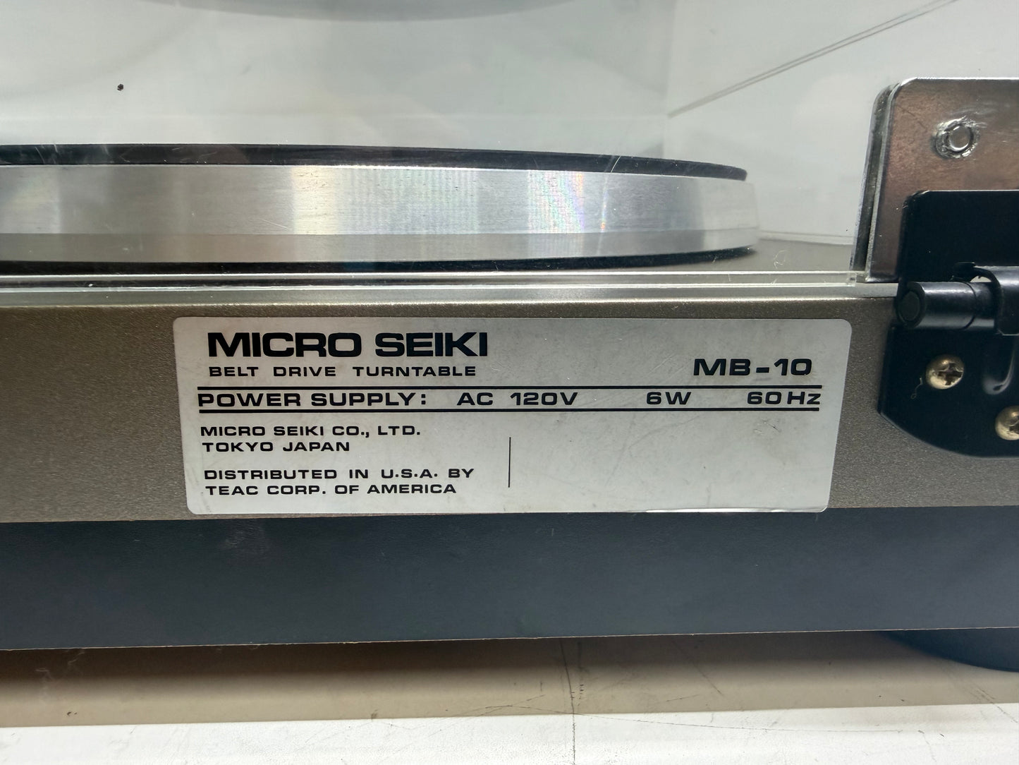 Micro Seiki MB-10 Belt Drive Turntable New Belt Tested Working Vintage