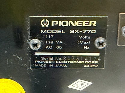 Pioneer SX-770 Stereo Receiver New Lamps Fuses DeoxIT Cleaned Tested