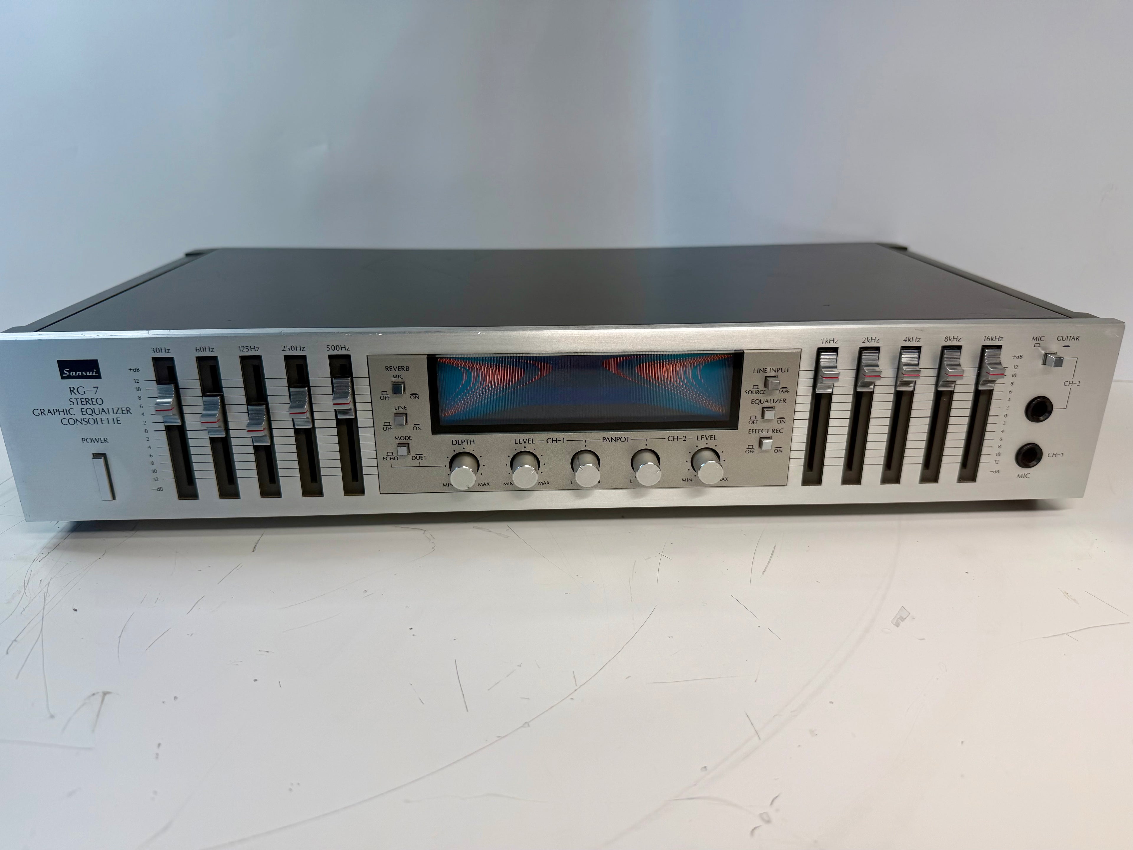 Sansui RG-7 Graphic Equalizer Reverb 100V Excellent Condition Tested Japan