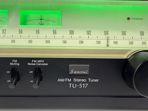 Sansui TU-517 AM/FM Tuner – Serviced (DeoxIT), Custom Green Lights, Fully Tested