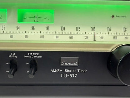 Sansui TU-517 AM/FM Tuner – Serviced (DeoxIT), Custom Green Lights, Fully Tested