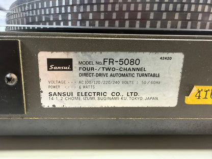 Sansui FR-5080 Fully Automatic Direct Drive Turntable Tested Working