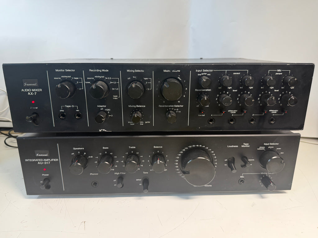 Sansui AU-317 Integrated Amplifier + AX-7 Audio Mixer Processor Tested