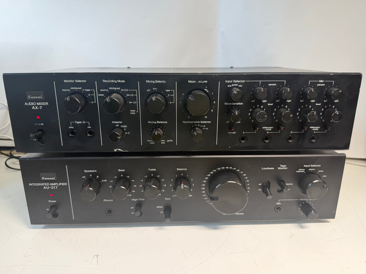 Sansui AU-317 Integrated Amplifier + AX-7 Audio Mixer Processor Tested