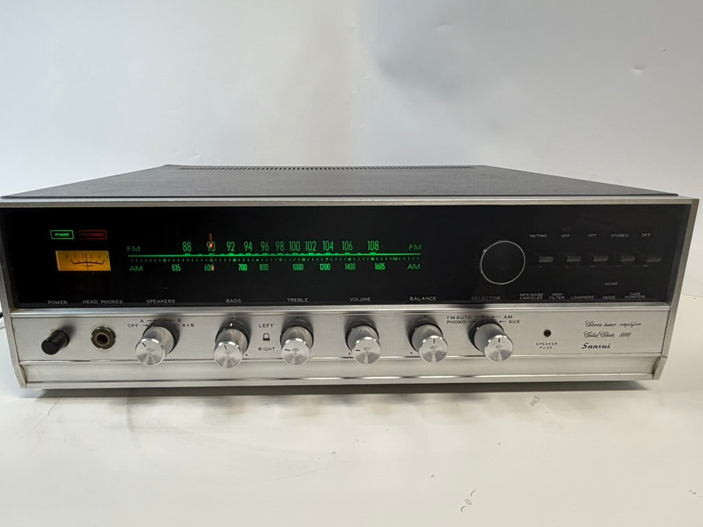 Sansui 800 Vintage Stereo Receiver – New LED Lamps/No FM – Tested