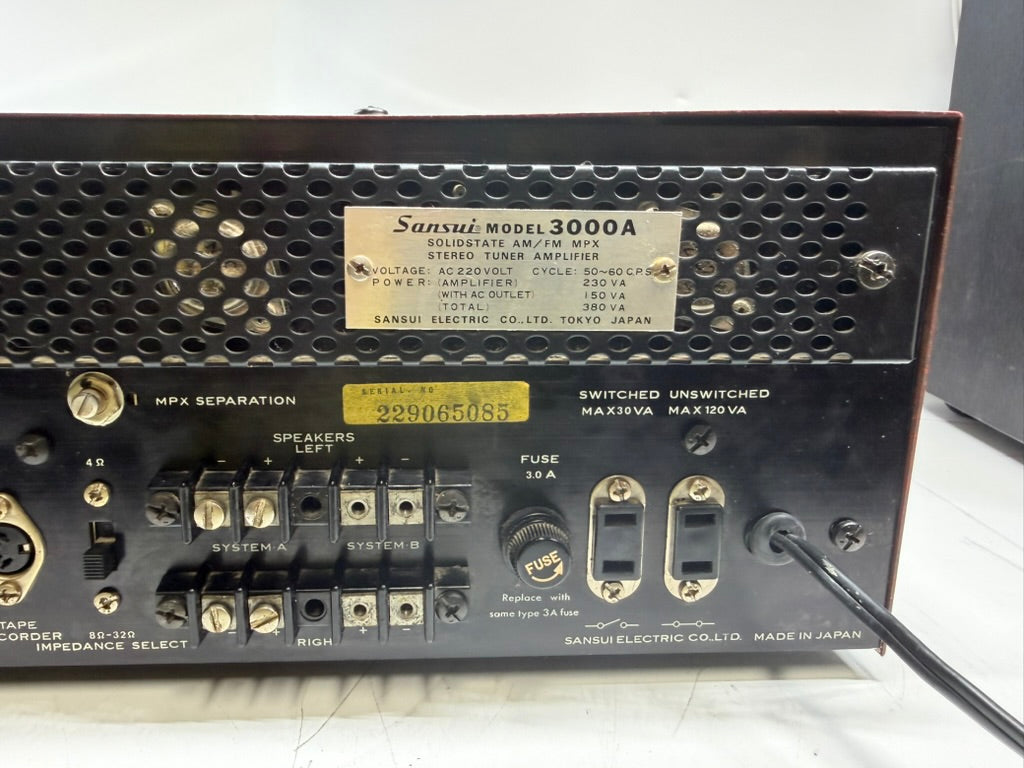 Sansui 3000A Stereo Receiver Serviced DeoxIT Tested Working Vintage