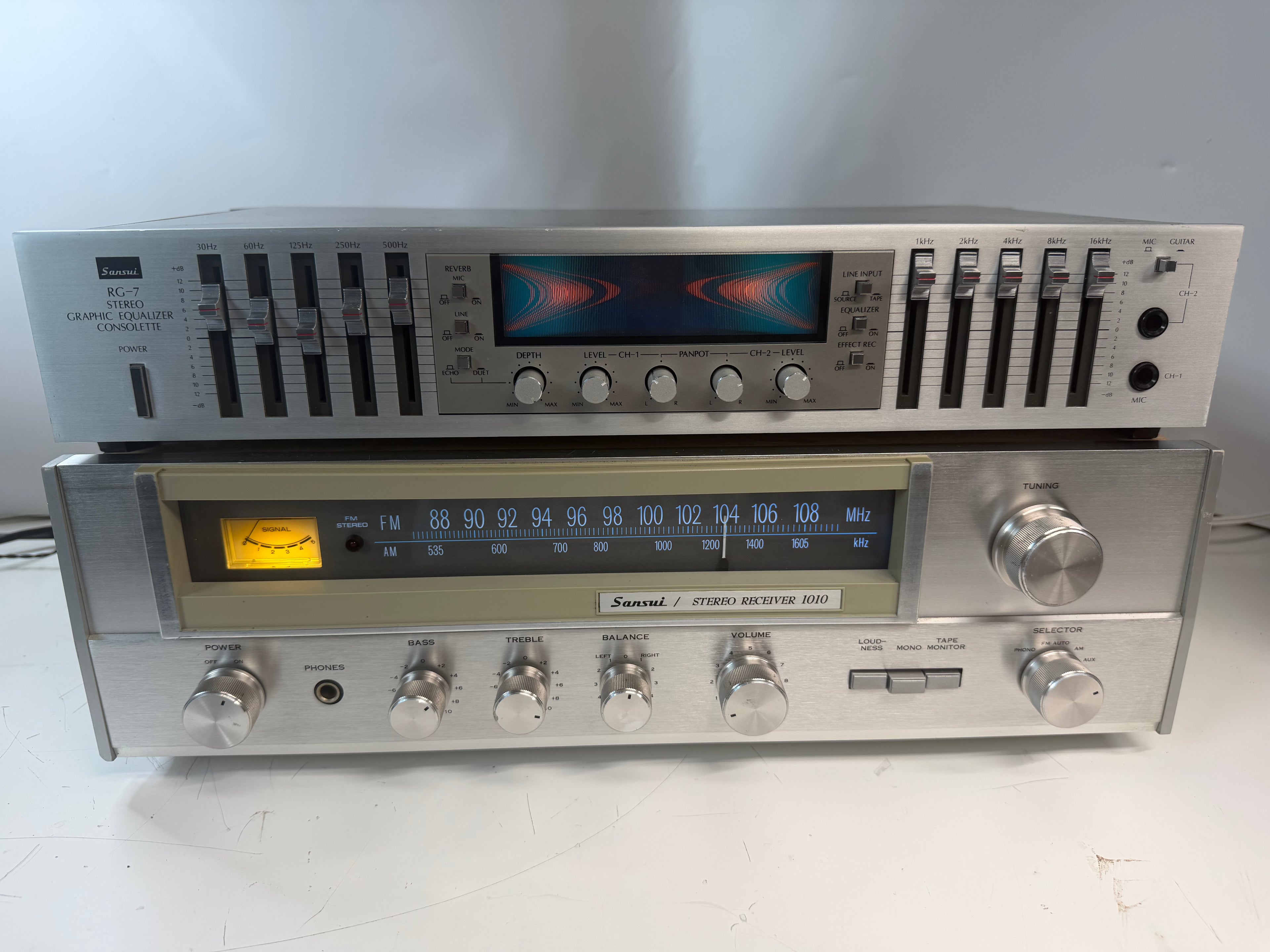 Sansui 1010 + RG-7 Equalizer Reverb Custom Blue LED Vintage HiFi Bundle