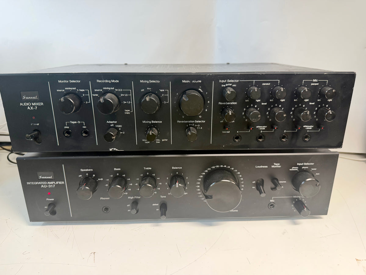 Sansui AU-317 Integrated Amplifier + AX-7 Audio Mixer Processor Tested