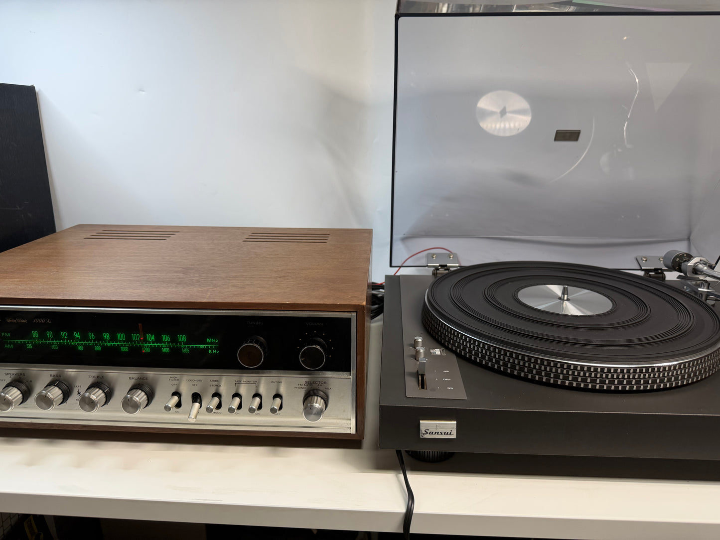 Sansui 1000X Receiver & SR-525 Turntable Vintage Stereo System Tested