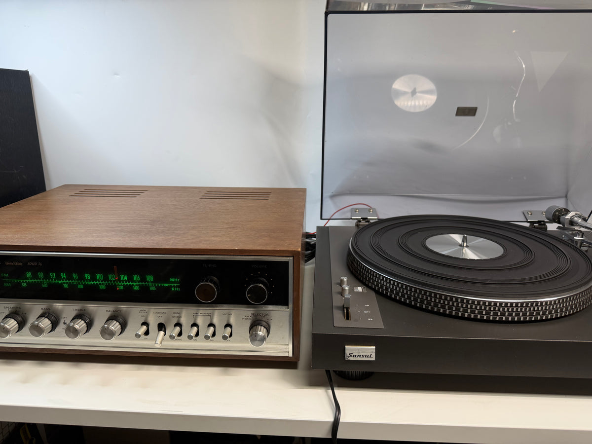 Sansui 1000X Receiver & SR-525 Turntable Vintage Stereo System Tested