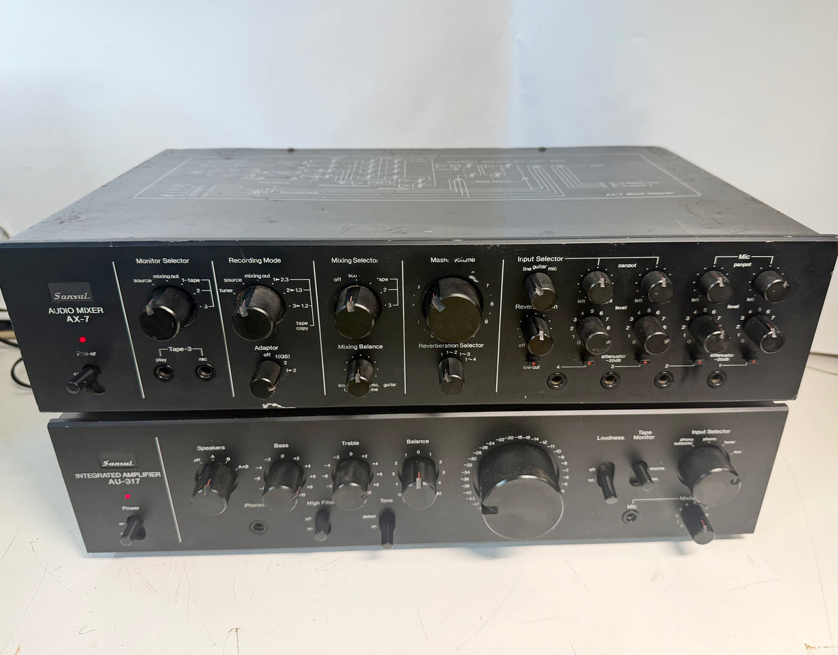 Sansui AU-317 Integrated Amplifier + AX-7 Audio Mixer Processor Tested