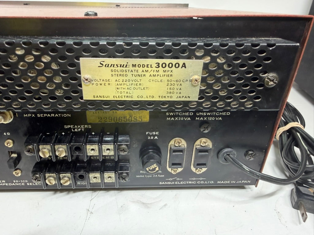 Sansui 3000A Stereo Receiver Serviced DeoxIT Tested Working Vintage