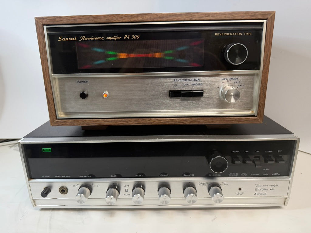 Sansui 800 Receiver & RA-500 Reverb Amp Vintage Stereo Bundle Tested