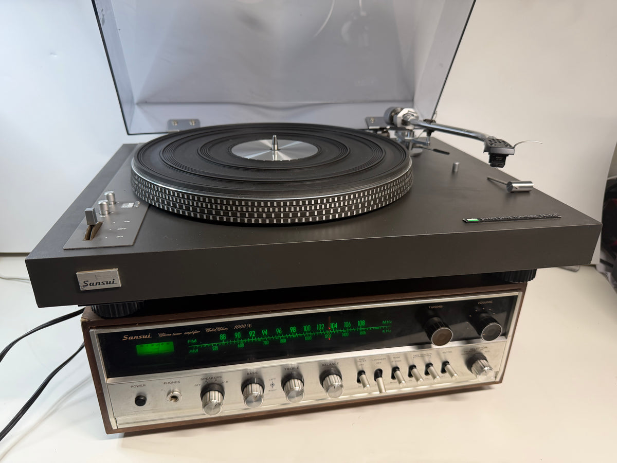 Sansui 1000X Receiver & SR-525 Turntable Vintage Stereo System Tested