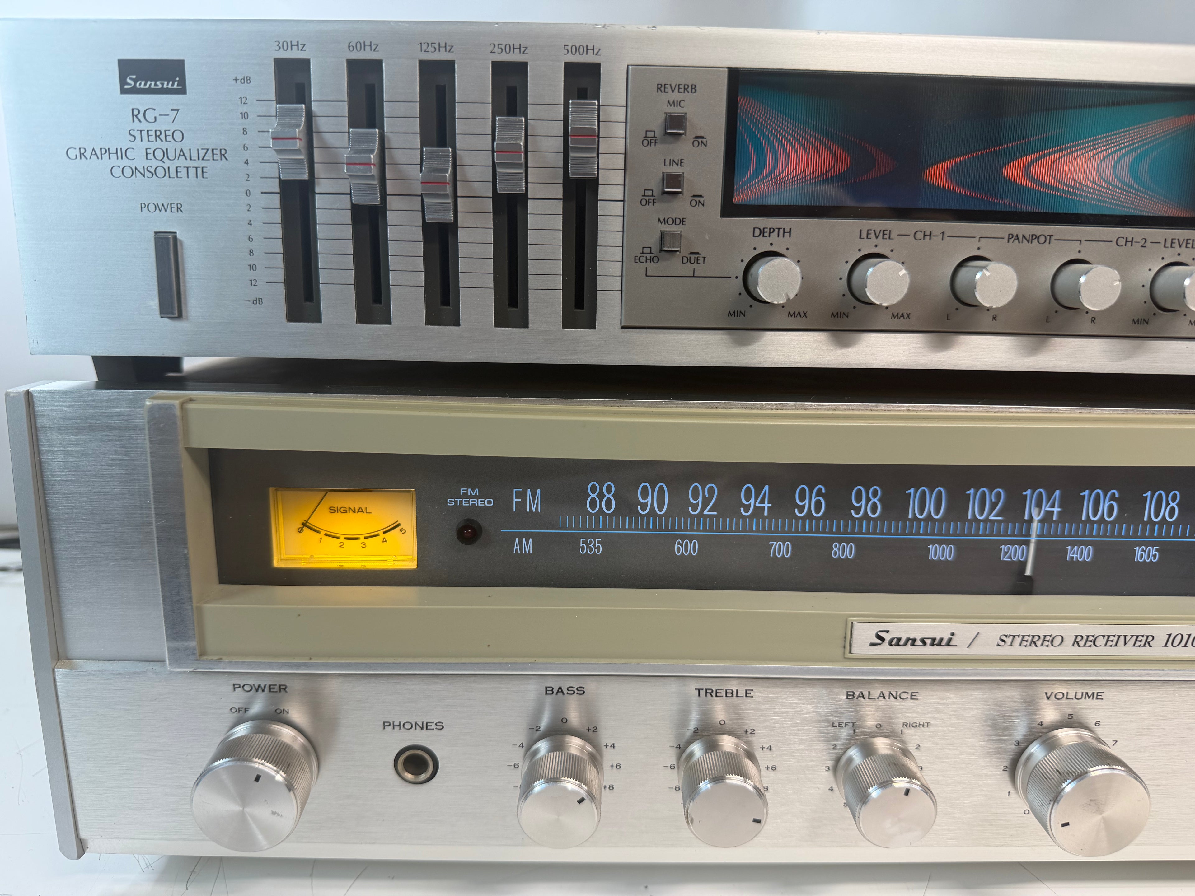 Sansui 1010 + RG-7 Equalizer Reverb Custom Blue LED Vintage HiFi Bundle