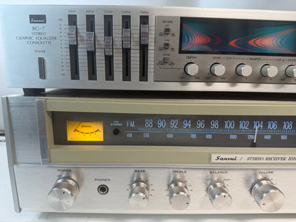 Sansui 1010 + RG-7 Equalizer Reverb Custom Blue LED Vintage HiFi Bundle