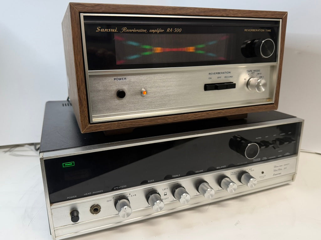 Sansui 800 Receiver & RA-500 Reverb Amp Vintage Stereo Bundle Tested