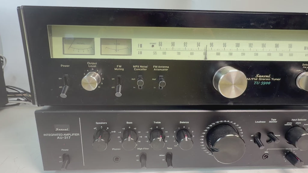 Sansui TU-5900 AM FM Stereo Tuner Blue Green LEDs DeoxIT Cleaned & Tested