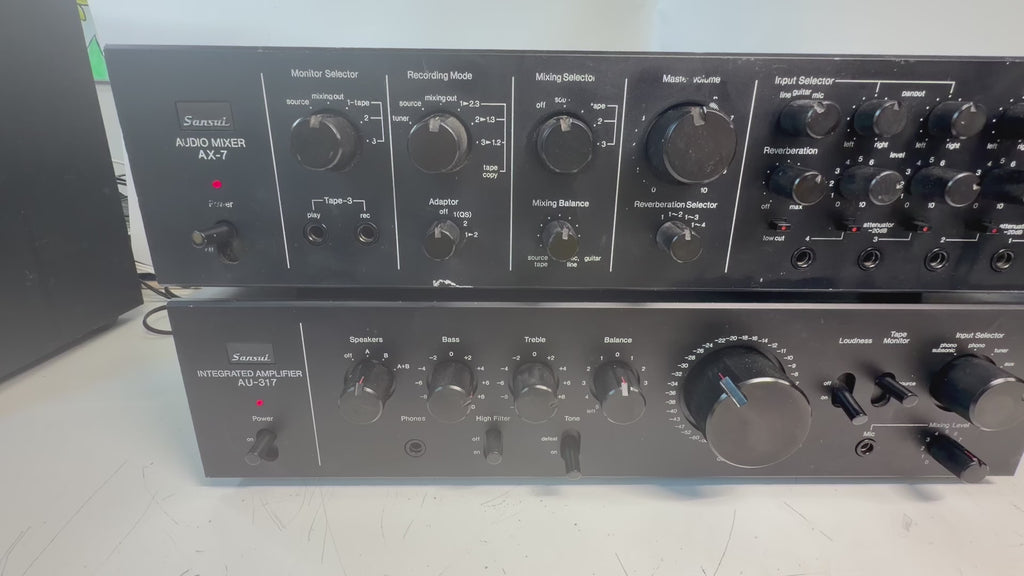 Sansui AU-317 Integrated Amplifier + AX-7 Audio Mixer Processor Tested
